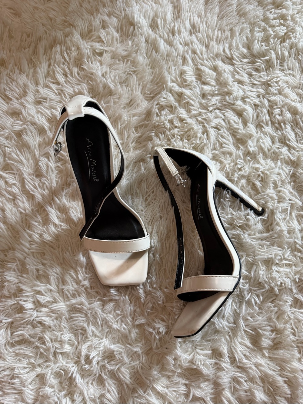 White Ankle-Strap High Heel Sandals